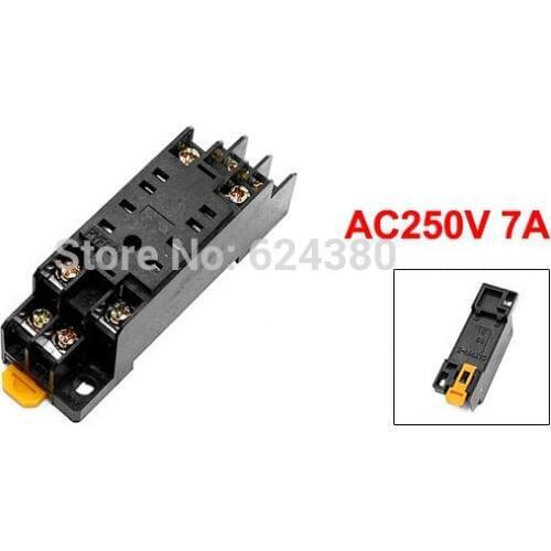 AC 250V 7A 35mm DIN Rail Flat 8 Pins 8P Genaral Purpose Power Relay Socket Base PYF08A