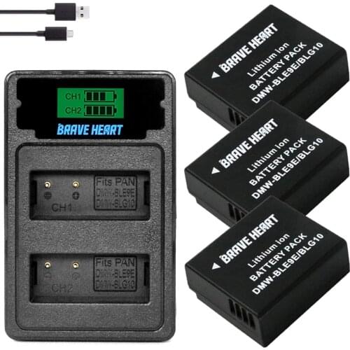 3x DMW-BLG10 DMW BLG10 BLG10e BP-DC15 BPDC15 Camera Battery +LCD Charger for Panasonic LUMIX GF5 GF6 GX7 LX100 GX80 GX85