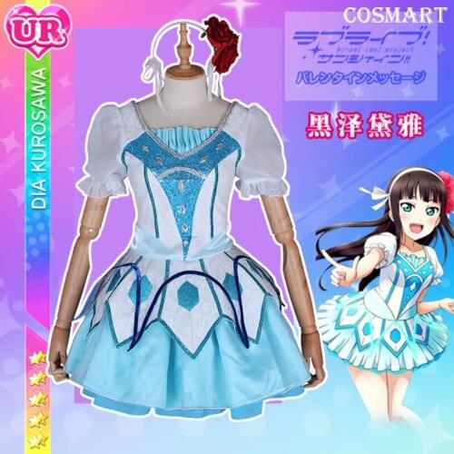 Anime LoveLive Sunshine!Aqours Kurosawa Dia Water Blue NEW World Dress Halloween Cosplay Costume Suit For Women Outfit