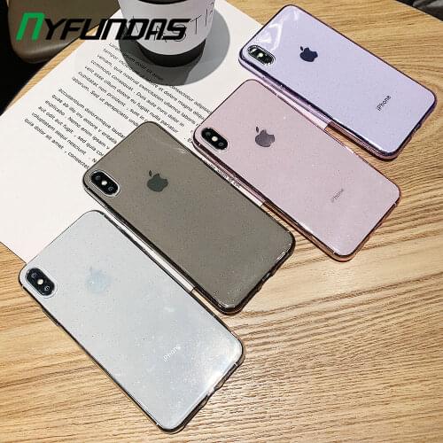 Glitter Clear Case For iPhone 11 Pro Max X XS XR 8 Plus 7 6 6S SE 2020 SE2 iPhone11 Silicone Transparent Cover Phone Accessories
