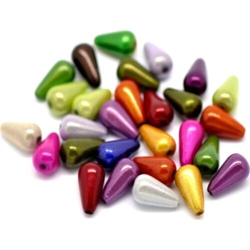 200PCs Doreen Box Mixed Miracle Acrylic Waterdrop Spacer Beads 10x6mm For DIY Jewelry Making Findings Wholesale, Hole: 1mm