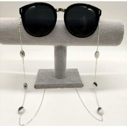 Eyeglasses Chain Two Color Crytal Charm O metal plated chain Silicone Loops Sunglasses Accessory Mask Hanging Rope Necklace