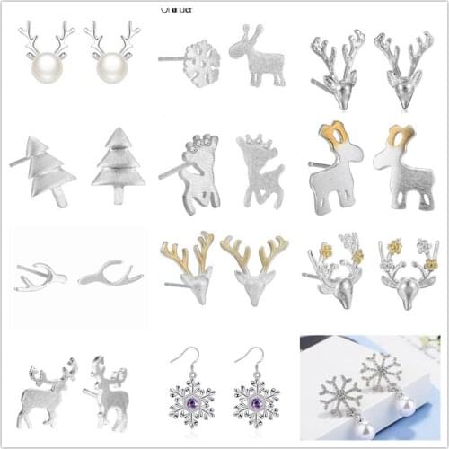 Chandler Christmas Deer Earrings Crystal Pearl Earrings For Women Boho Small Stud Earring Fashion Snowflake BrincosXmas Gift