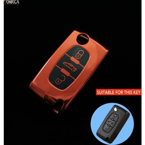 TPU Car Key Cover Case For Peugeot 207 307 308 407 607 807 For Citroen C2 C3 C4 C5 C6 Flip Folding Remote Control Accessories