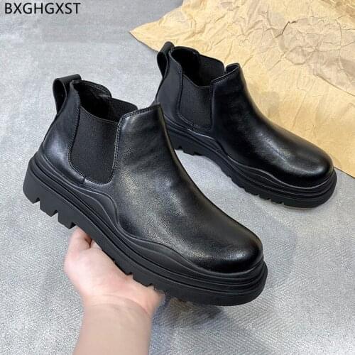 Black Winter Boots Chelsea Boots for Man 2021 Luxury Brand Shoes Motorcycle Boots for Men Male Leather Casual Shoes Men Zapatos