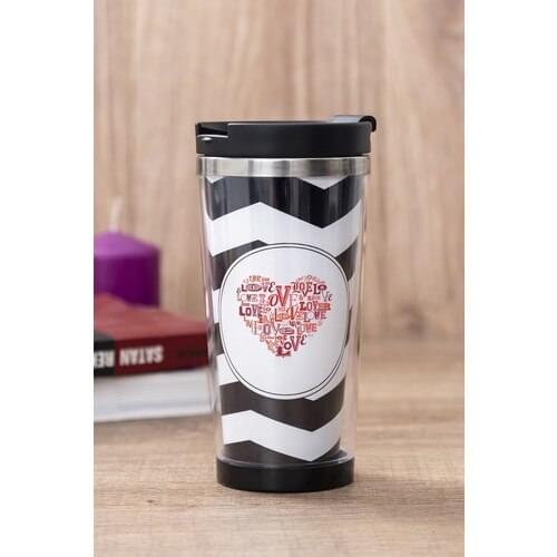 Gift Shop Love Design Black Thermos Cup