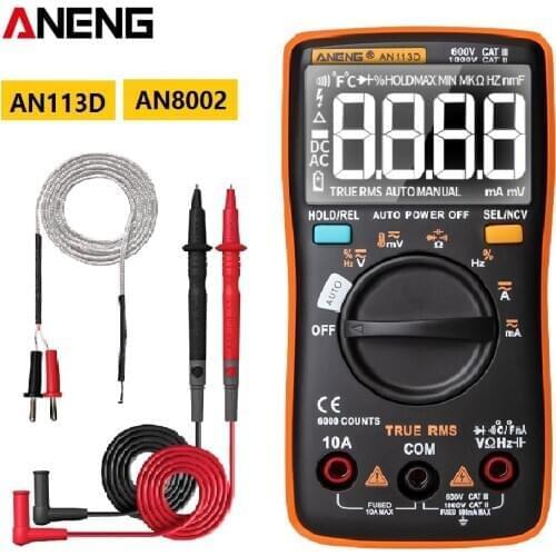ANENG AN113D AN8002 Digital Multimeter 6000 Counts DC/AC Current Voltage Capacitor Meters Electrical Meter Transistor Tester