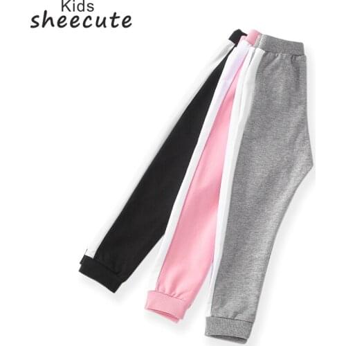 Childrens Pants 2019 New KidsSports Pants Boys and Girls' Loose-Knit Cotton Side White-Edged Childrens Leisure Pants