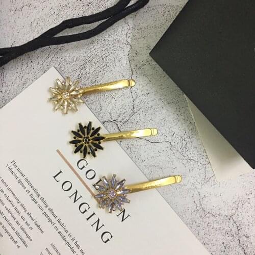 European and American retro classic retro crystal flower hairpin three-color