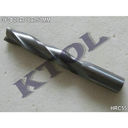 5pcs 3 Flute 20mm 55HRC Tungsten Steel Carbide Rough Mill, End Milling Cutter, CNC Router Tools, Cutting Hard Wood, Steel, Metal