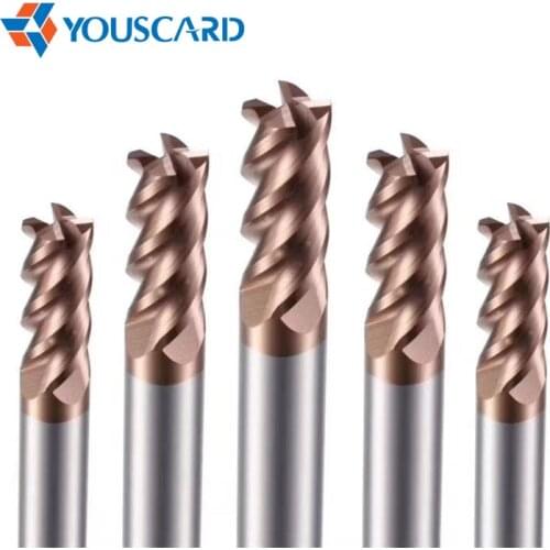 YOUSCARD Discount Price Cutting HRC50 4 Flute 4mm 5mm 6mm 8mm 12mm Alloy Carbide Milling Tungsten Steel Milling Cutter End Mill