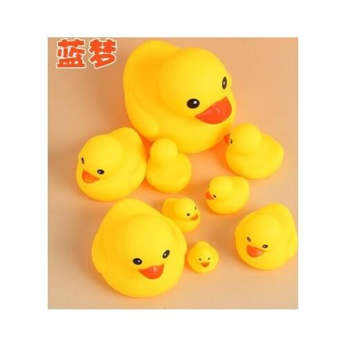 Toy duck baby bath water play toys pinch squeeze decompress make a sound little yellow duck toy children vinyl