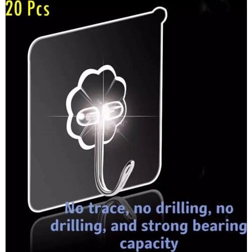 20PCS Wall Hooks Strong Transparent Suction Cup Sucker Hanger Kitchen Bathroom Multi Use Adhesive Hook Door Traceless Organize