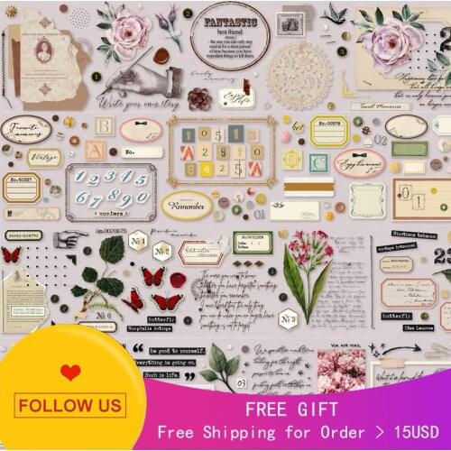 1 Loop Pet 100cmx80mm Vintage Washi Tape Sample Tape Old-fashioned Book Pages Collect Label Buttons