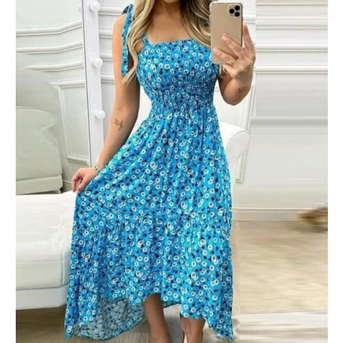 Summer Womens Dress Floral Spaghetti Strap Long Dress