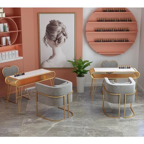 Golden marble manicure table and chair single double three person manicure table manicure table manicure shop table and chair