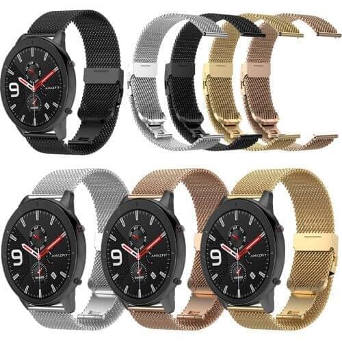 Metal Milanese Wrist Strap for Huami Amazfit GTR 47 42mm Band for Amazfit GTS Bip Stratos 2 3 Watch Bracelet Watchband 4 Colors