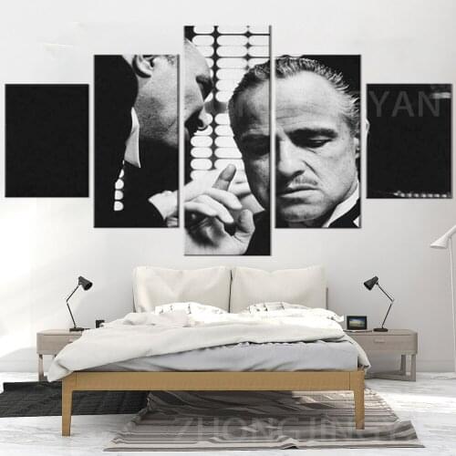 Wall Art Decor Poster On Canvas Print Pictures 5 Pieces - The Godfather Gangster Mafia Movie - Living Room Artwork and Decoratio