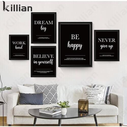 Mood Message Picture Bedroom Living Room Decoration Poster Dream Believe In Happiness Never Give Up Canvas Paintings On The Wall