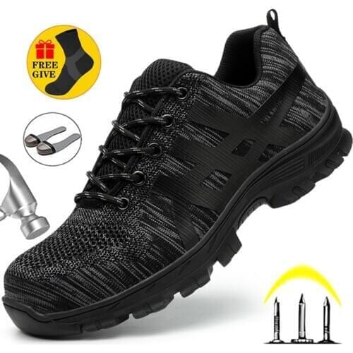 Indestructible Work Sneakers Male Safety Shoes Men Puncture-Proof Boots Men Steel Toe Shoes Work Boots Safety Industrial Shoes