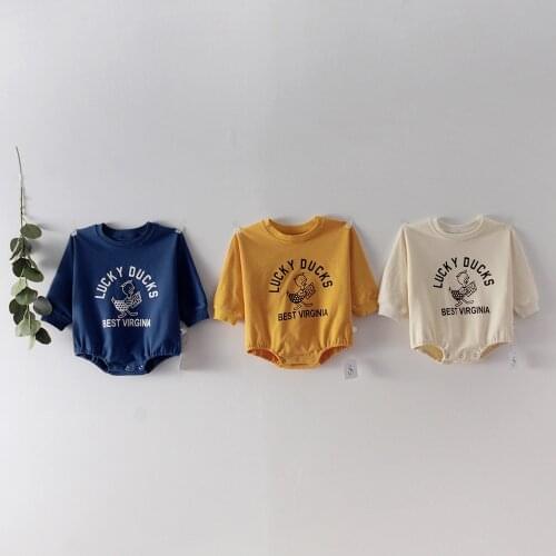 2020 New Fashion Baby Clothes Outfits Lucky Duckling Loose Baby Girl Boy Romper Long Sleeve Cartoon Lovely Climbing Suit Garment
