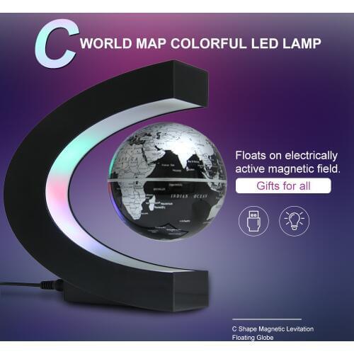 Novelty LED World Map Light Floating Globe Magnetic Levitation Light Antigravity Magic Novel Lamp Birthday Home Dec Night lamp