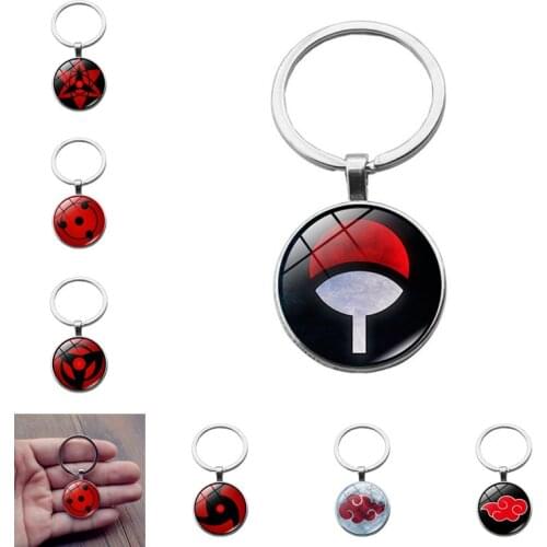 New Anime Konoha Hatake Kakashi Sharingan Cosplay Keychain Ninja Uchiha Red Cloud Symbol Metal Pendant Key ring Accessories