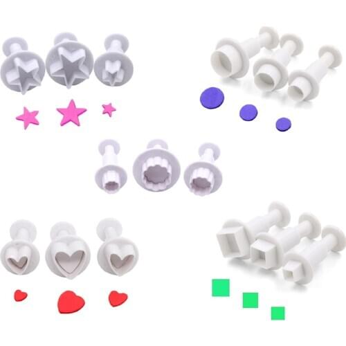 Heart Star Round Square Flower Shape Fondant Cake Decorating Gum Paste Pastry Sugar Craft Cutter Mold Tools