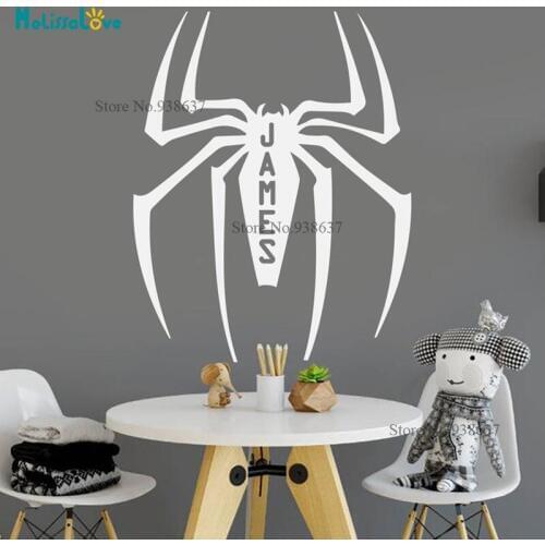 Personalized Spider Lover Animal Theme Wall Sticker Baby Cool Boy Room Decal Wallpaper Nursery Decor Home Decoration BA061