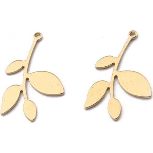 20pcs Brass Leaf Charms Pendant For DIY Necklace Earrings Jewelry Findings Making Supplies 15x24mm