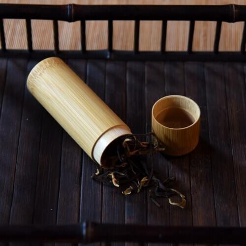Portable 1Pc Round Shape Bamboo Tea Storage Box Handmade Natural Tea Jar Storage Holder Wooden Container with Lid