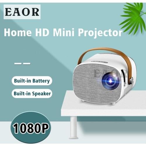 EAOR YG230 Portable Mini Projector Rechargeable Home Theater Built-in Speaker HD 1080P 1000 Lumens Children Projector LED Beamer