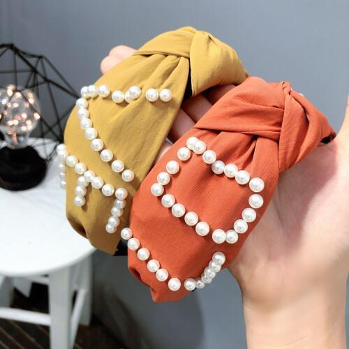 36pcs/lot DIY Simple Multi Fabrics Letters LOVE Nail Pearl Head Bands Tie Knot HeadBands Hair Styling Tools Accessory HA1370