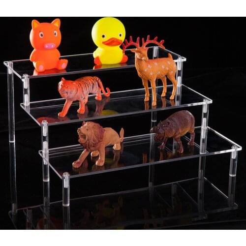 Clear acrylic cosmetics storage rack detachable Cartoon character ladder frame holder toy car model purse perfume display stand