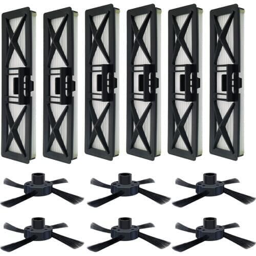 6pcs preformance robot parts dust hepa Filter & 6pcs Side Brush For Neato Botvac D Series 945-0215 Filter 70e D5 D75 D80 D85