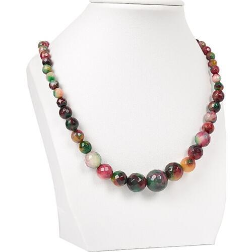 Colorful Faceted chalcedony beads Selectable Size 6-14mm Seven-color Jasper diy jewelry Necklace 18inch girlfriend need it H83