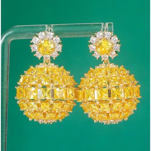 Janekelly Luxury ball shape Shiny Earrings for Women Fine Jewelry Full CZ Bridal Wedding Earrings Jewelry GIFT 2020