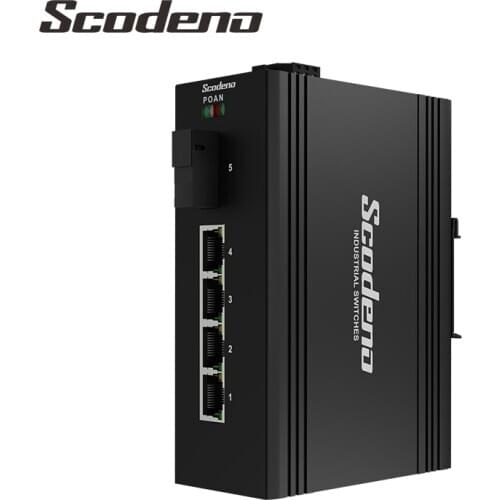 Scodeno 4 Port Industrial Gigabit DIN-Rail Network Unmanaged Switch,1SC Port, IP40