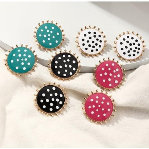 Earrings 2021 Trend Alloy Woman Earring Oil Drop Wave Point Circular Cute Ear Studs Fashionista Retro Street Photo Jewelry Sets