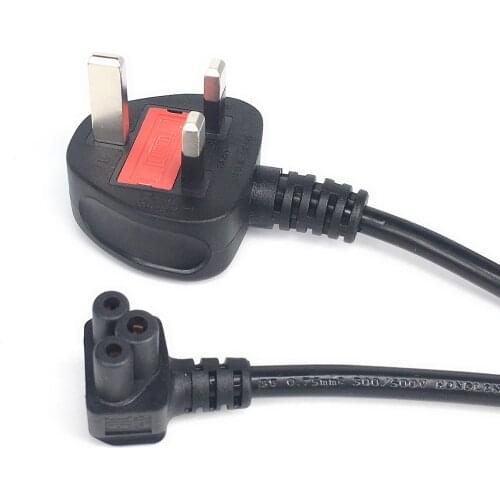 UK BS1363 Mains Plug To IEC C5 Up Angle 3pin Laptop Power Lead Cable PC Monitor Type G Adapter Extension Cord 1.5m 5ft