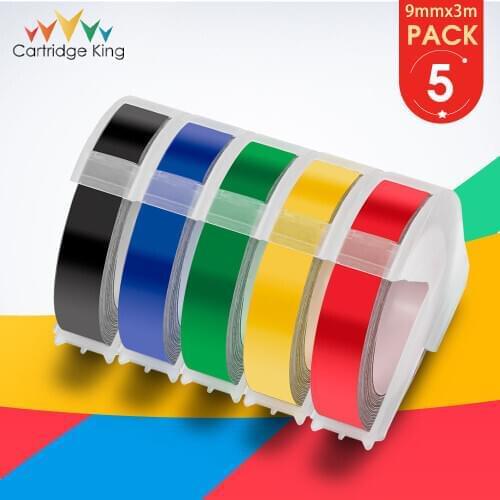 Mixed Color 5PK 9mm 3D Label Tape Compatible Dymo 3D Embossing Tape for Motex E101 E202 E303 E404 1610 Dymo Label Maker Sticker