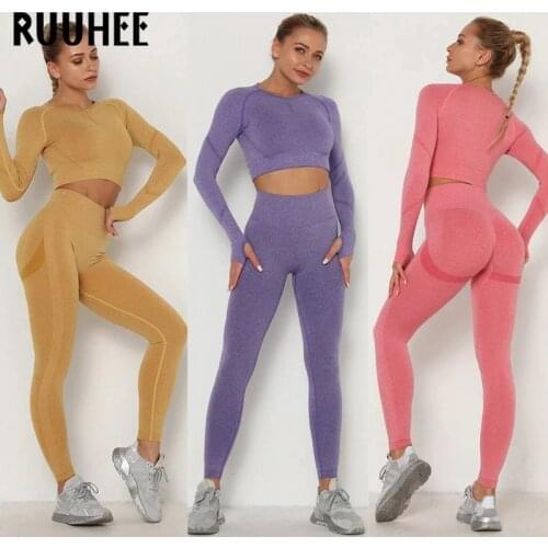 RUUHEE Yoga Sets Women Gym clothes High Waist Leggings Seamless Workout Active Tracksuit Fitness Sport sets 2 PCS Yoga Suit
