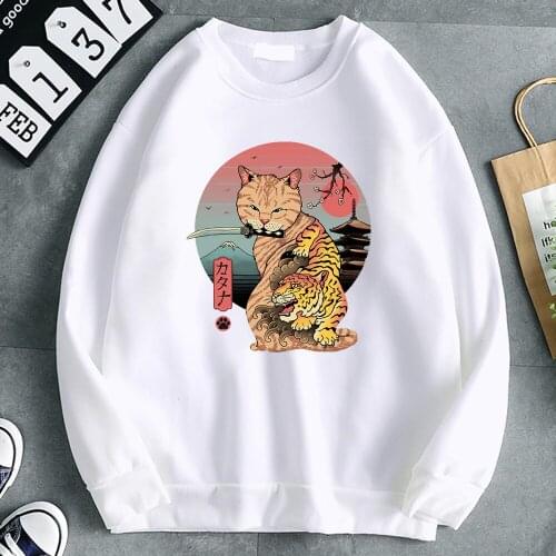 Hoody Japanese Ukiyo-E Ninja Cat Print MenS Hoodies Fleece Punk Men Casual Sweatshirts Harajuku Famous Brand Mens Pullover