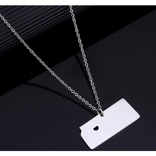 Stainless Steel Trendy Kansas Map Pendant Necklace Silver Color Minnesota Map Chain Jewelry