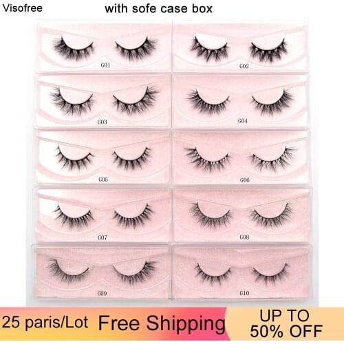 Visofree 25 Pairs 3D Mink Eyelashes 100% Cruelty Free Mink Lashes Make up False Eyelashes Reusable Lash Fluffy Natural Mink Lash