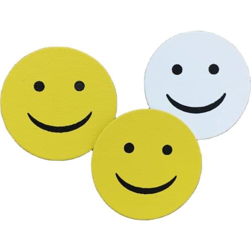 High Quality Smile Logo Round Leather Labels Patches For Garment Hat