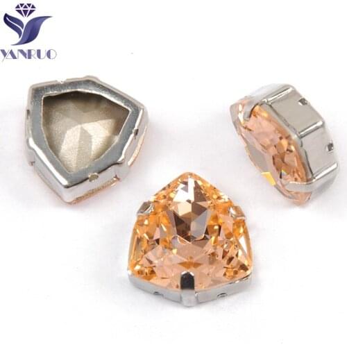 YANRUO 4706 All Sizes Light Peach Trilliant Glitter Strass Stones And Crystals Pointed Back Sewn Rhinestones For Clothing