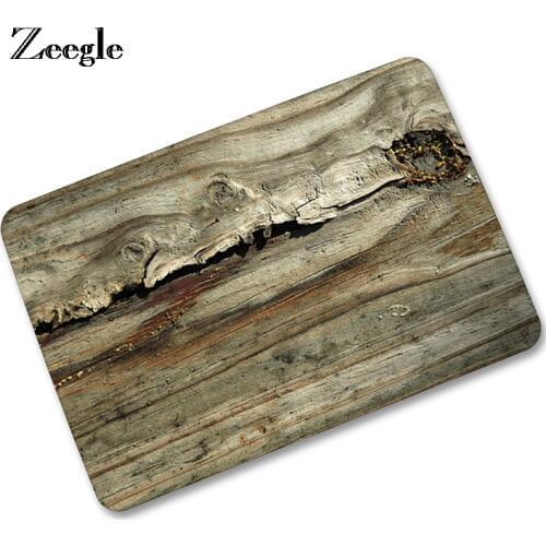 Zeegle Wood Pattern Door Mat Entrance Outdoor Mats Carpet For Living Room Kitchen Water Proof Carpet Non-slip Bath Mat