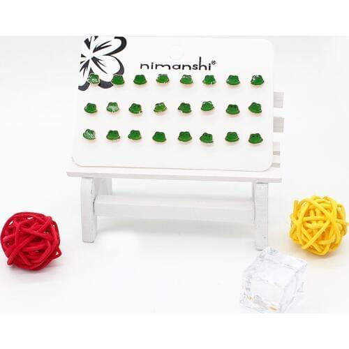 ISINYEE 12 Pair/set Fashion Cute Small Crystal Animal Stud Earrings For Women Girls Owl Frog Bird Flower Bee Ladybug Ear Jewelry