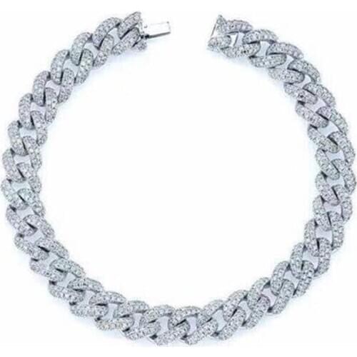 SLJELY Fashion Real Solid 925 Sterling Silver Link Chain Bracelet Micro Cubic Zirconia Stones Women Wedding Party Gift Jewelry